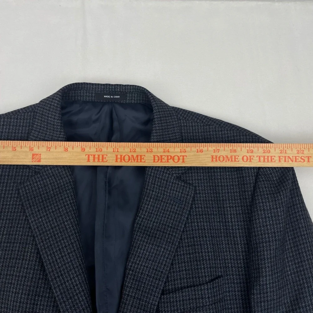 Lauren Ralph Lauren Men 48R 100% Lambswool Blazer Grey Houndstooth Sport Coat